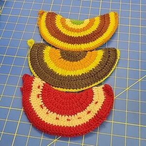 Vintage Crochet Trivet Potholder Set of 4 (8" x 4") Various Colors